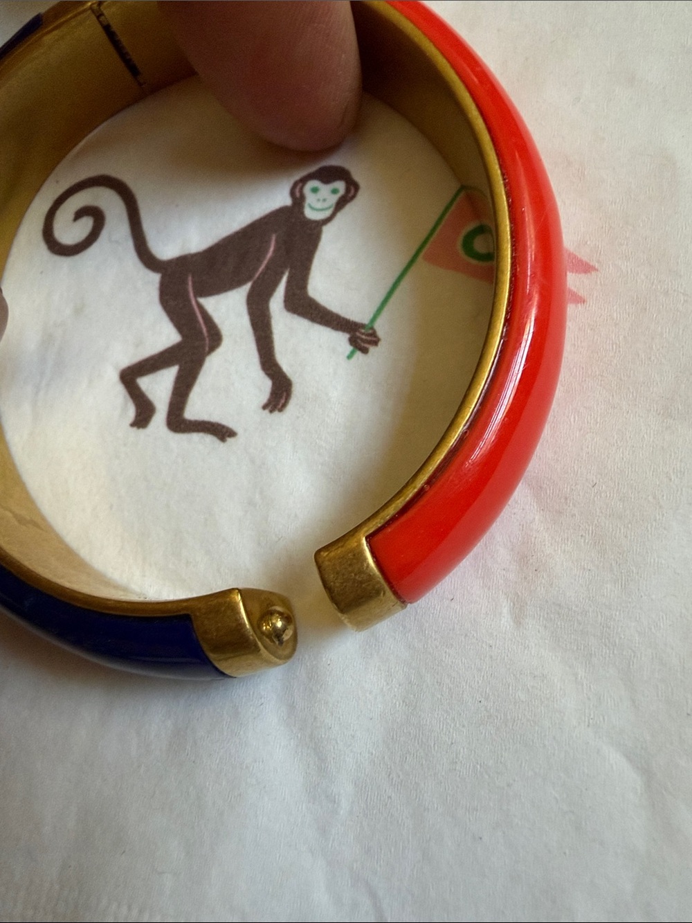 Clare V Red and Navy Enamel Hinged Bangle Bracelet NEW $75 - Picture 5 of 5